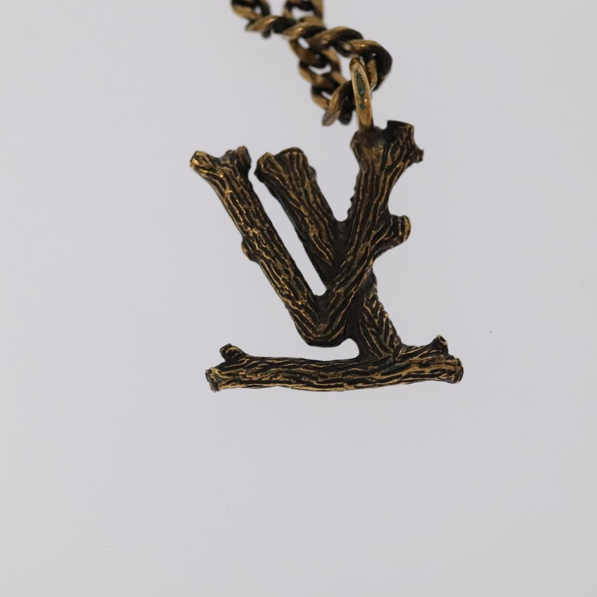 LOUIS VUITTON LV Wood Necklace metal Dark Silver MP2818 LV 95075
