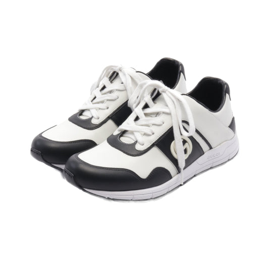 Luxury Gucci Trending 2025 Interlocking G Sneakers Leather Off white Black