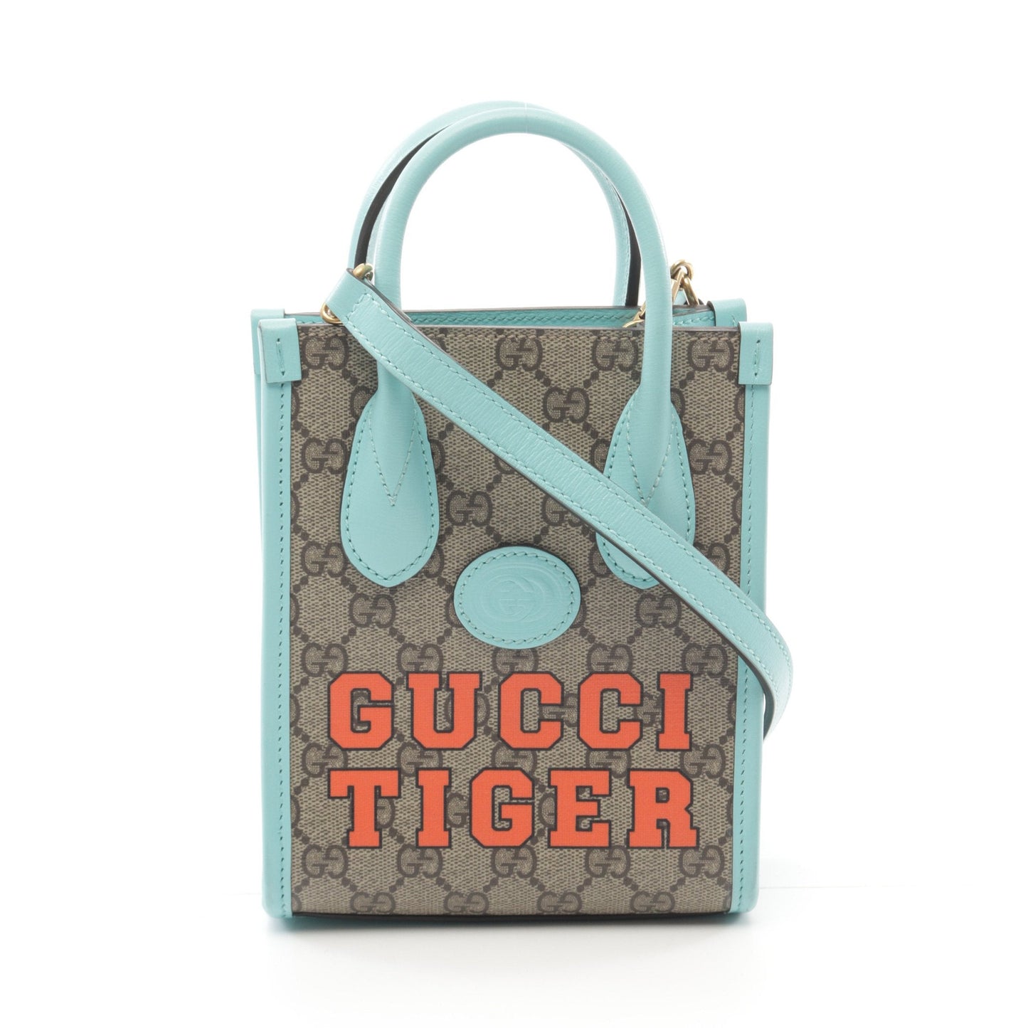 Luxury Gucci Trending 2025 Interlocking G Mini tote bag Handbag PVC Leather Beige Turquoise blue Multicolor 2WAY