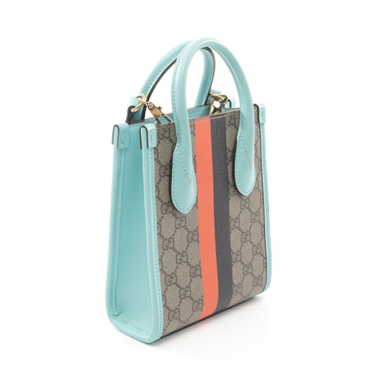 Luxury Gucci Trending 2025 Interlocking G Mini tote bag Handbag PVC Leather Beige Turquoise blue Multicolor 2WAY