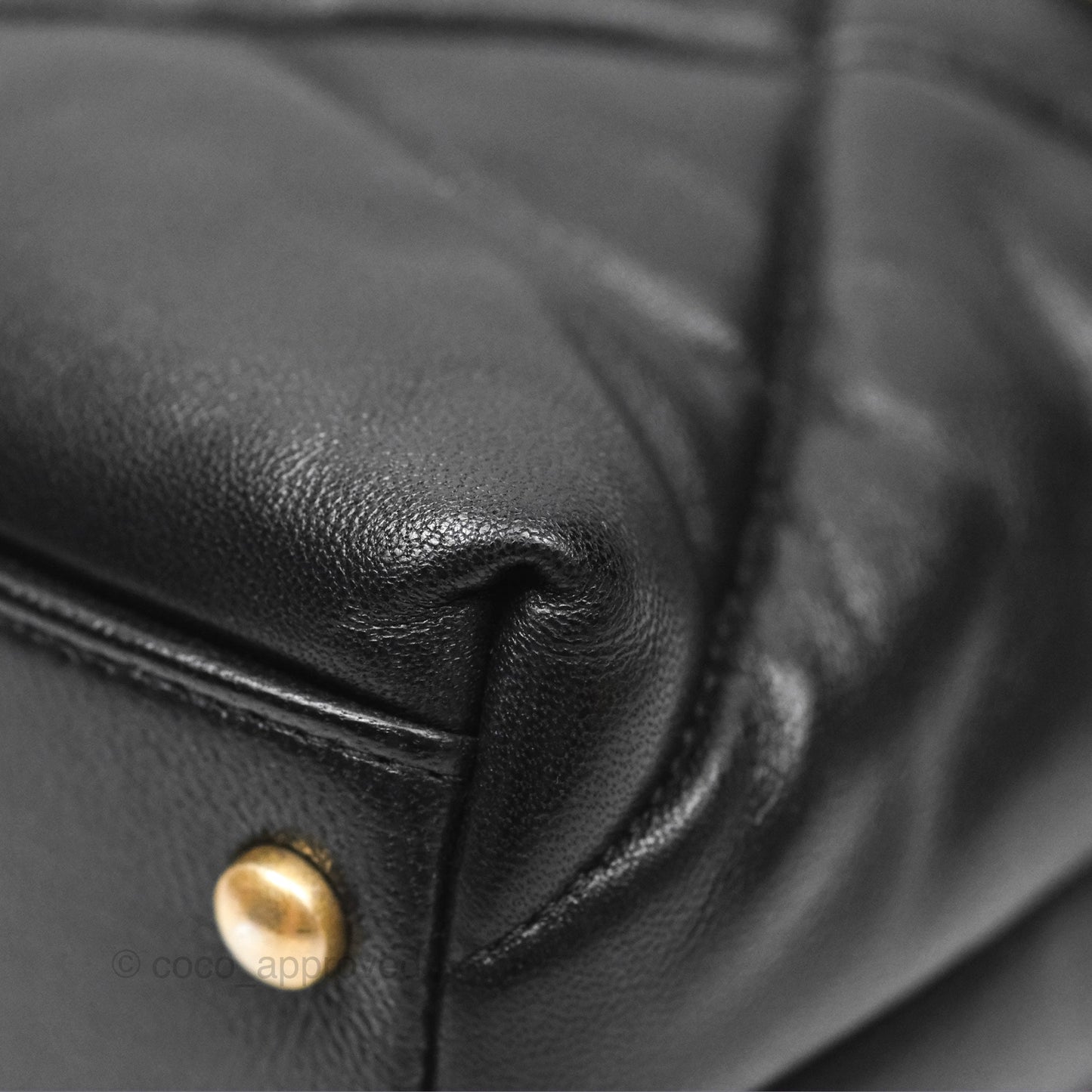 Chanel Small Quilted Bowling Bag Black Lambskin Aged Gold Hardware