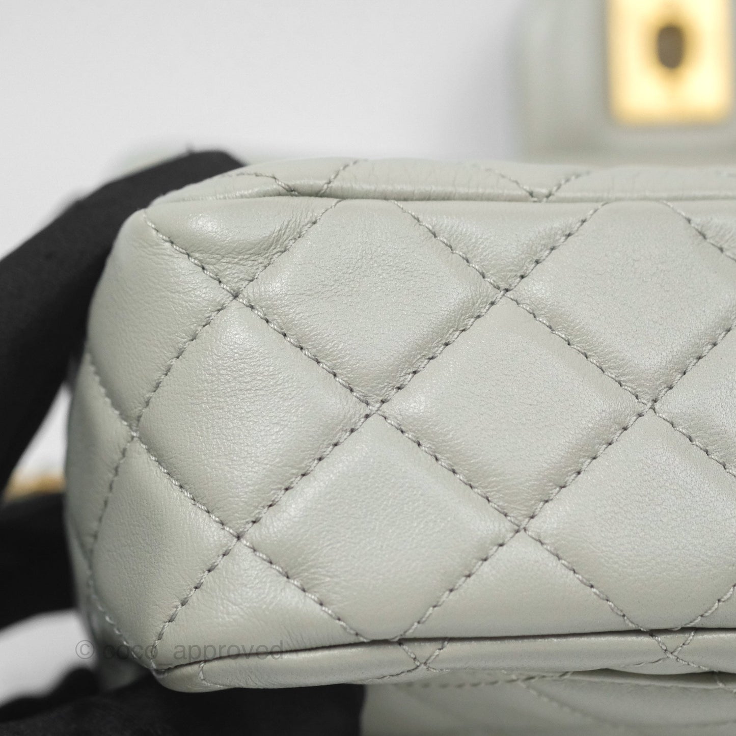 Chanel Mini Rectangular Pearl Crush Grey Lambskin Aged Gold Hardware