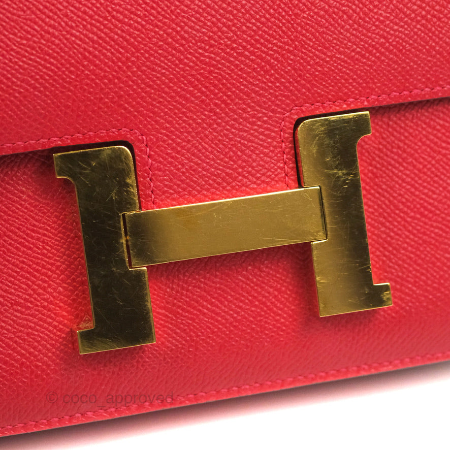 Hermès Constance 24 Rouge Casaque Epsom Gold Hardware