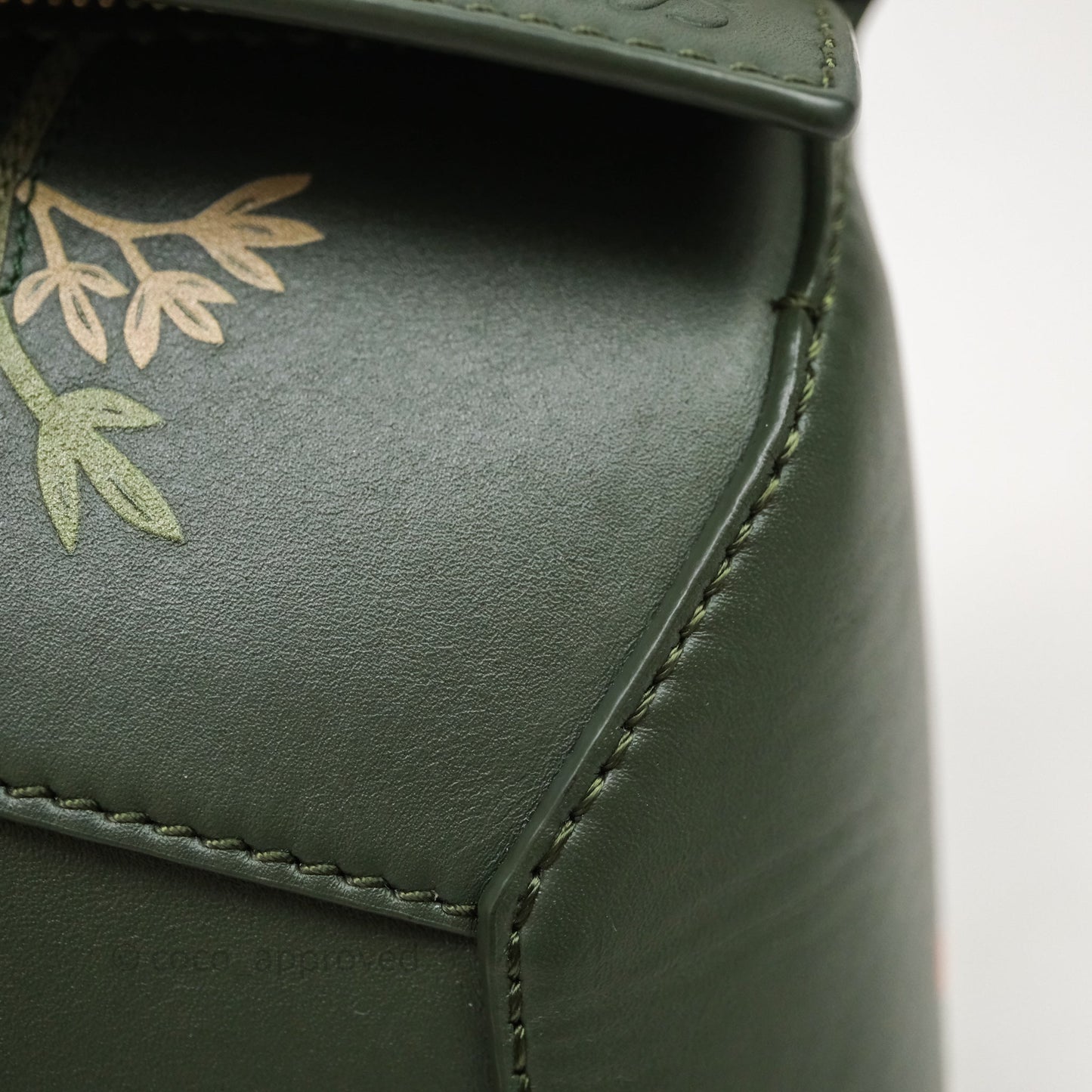 Loewe X SUNA FUJITA Mini Pandas Puzzle Bag Dark Green Calfskin Gold Hardware