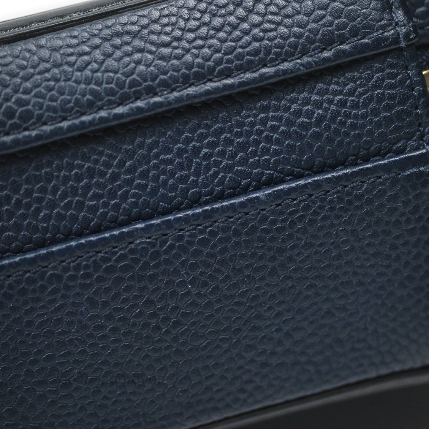 Chanel Quilted Small CC Filigree Vanity Case Navy Black Caviar Gold Hardware