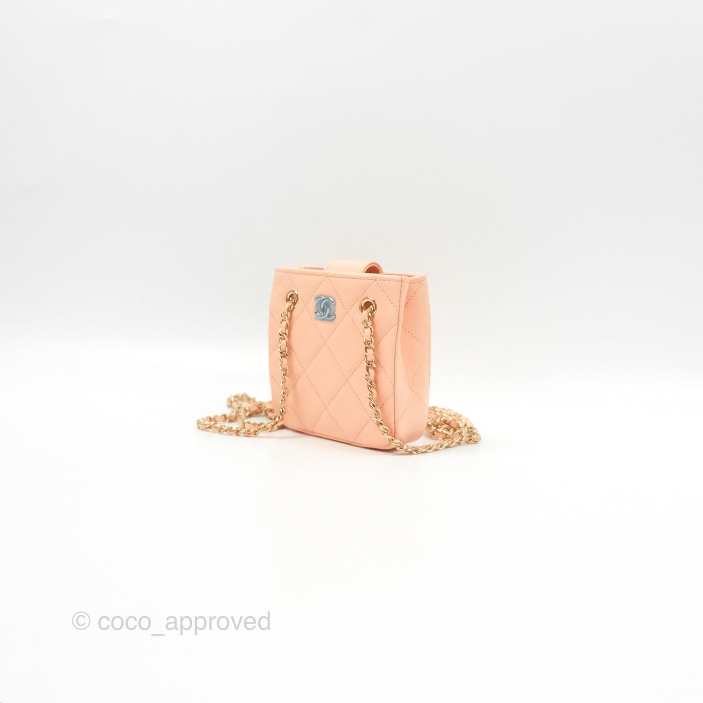 Chanel Mini Clutch With Chain Light Beige Pink Lambskin Gold Hardware