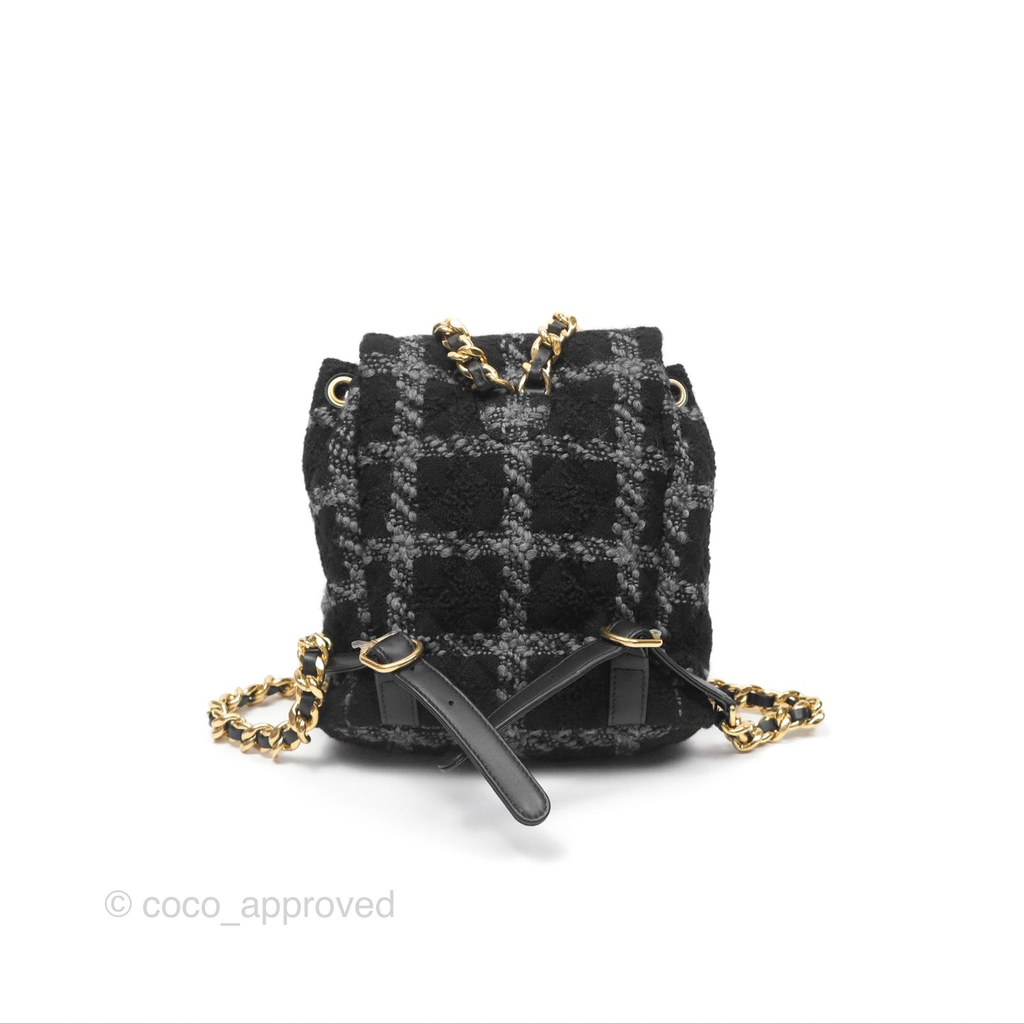Chanel Duma Backpack Black Tweed Aged Gold Hardware 22K