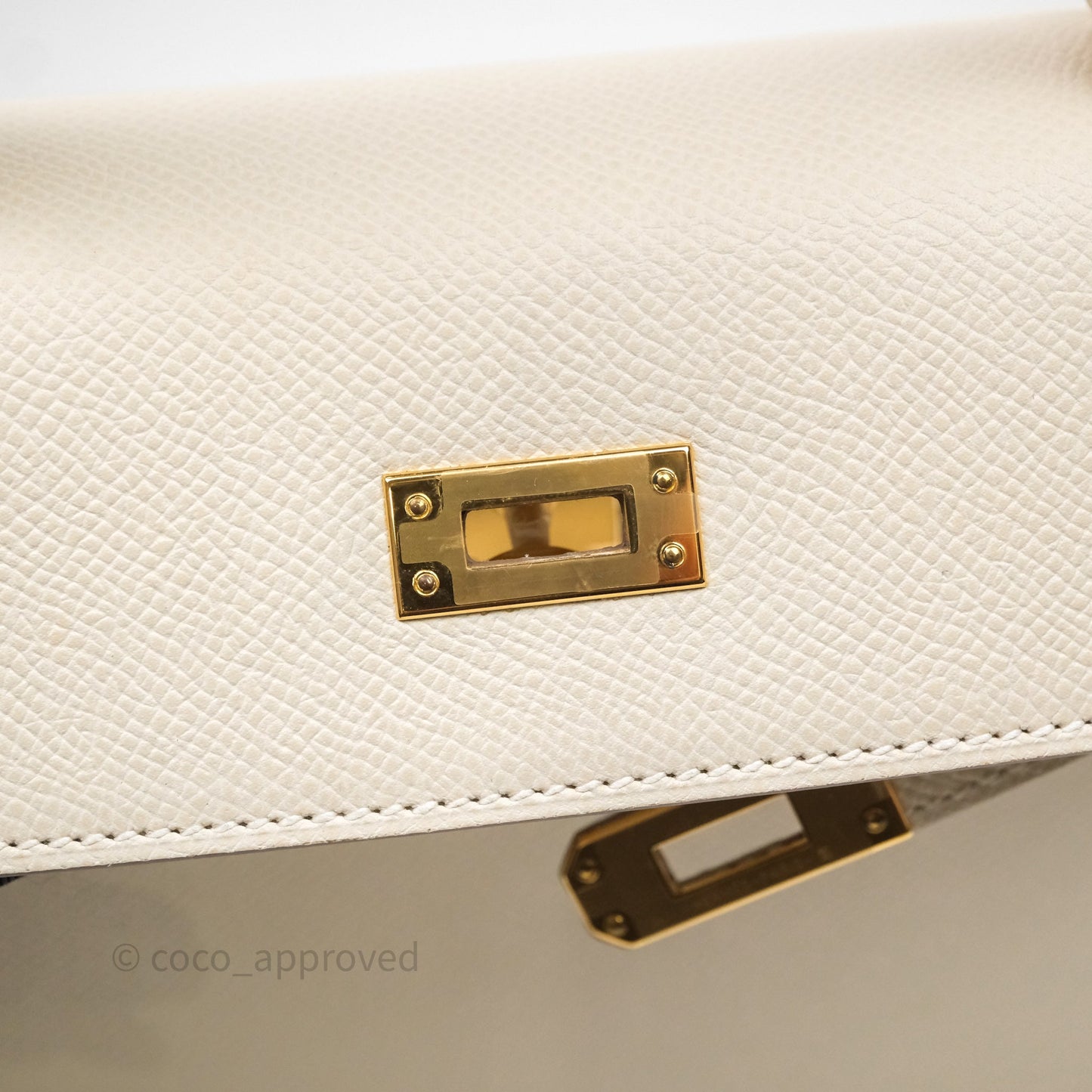 Hermes Kelly 25 Craie Epsom Gold Hardware