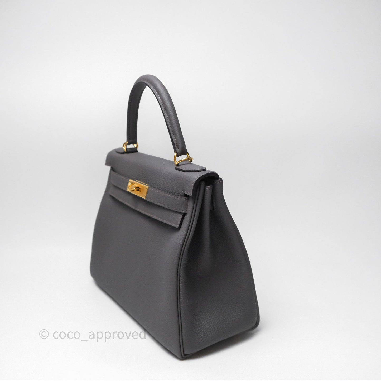 Hermès Kelly II 28 Retourne Etain 8F Togo Gold Hardware