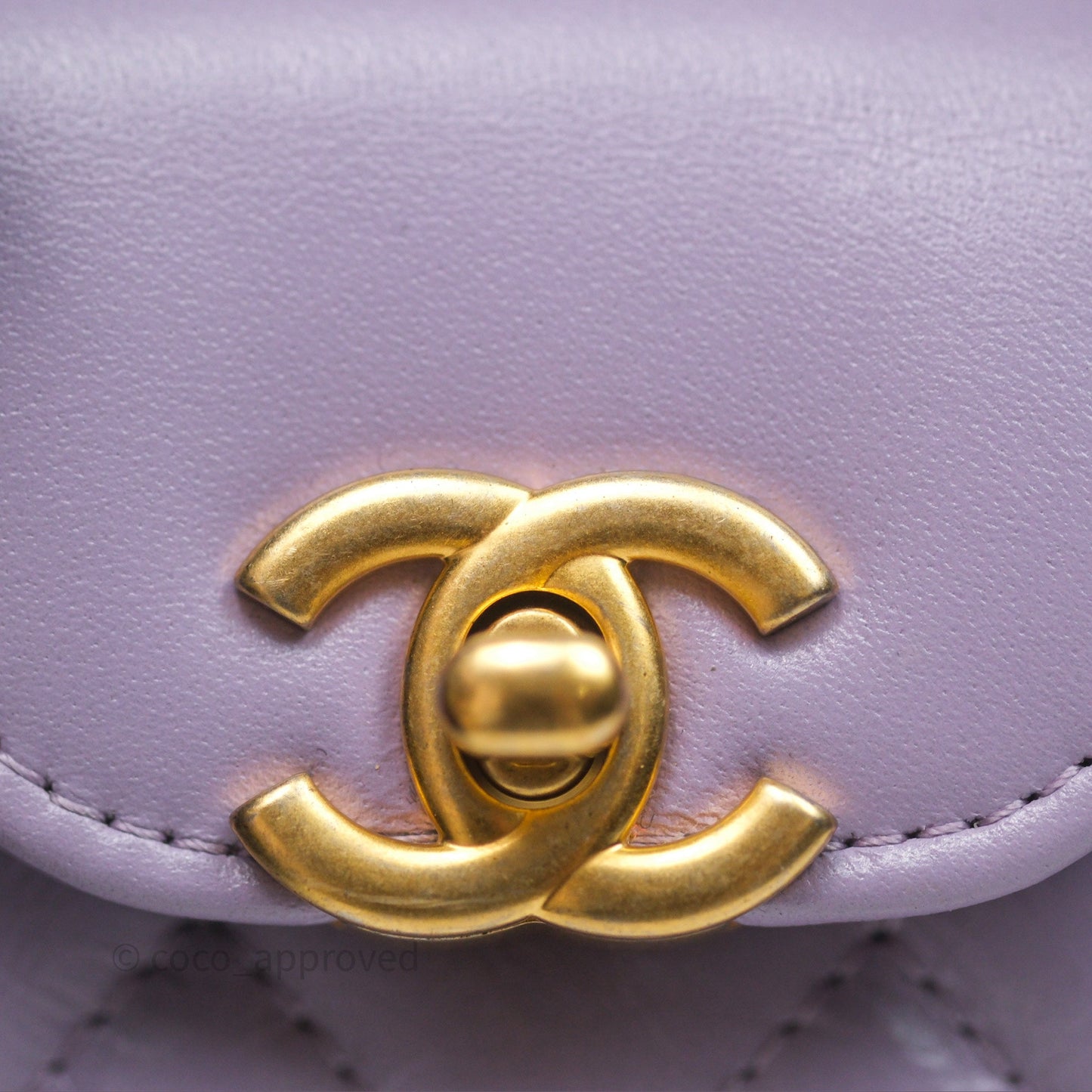 Chanel Mini Nano Kelly Bag Purple Shiny Calfskin Aged Gold Hardware