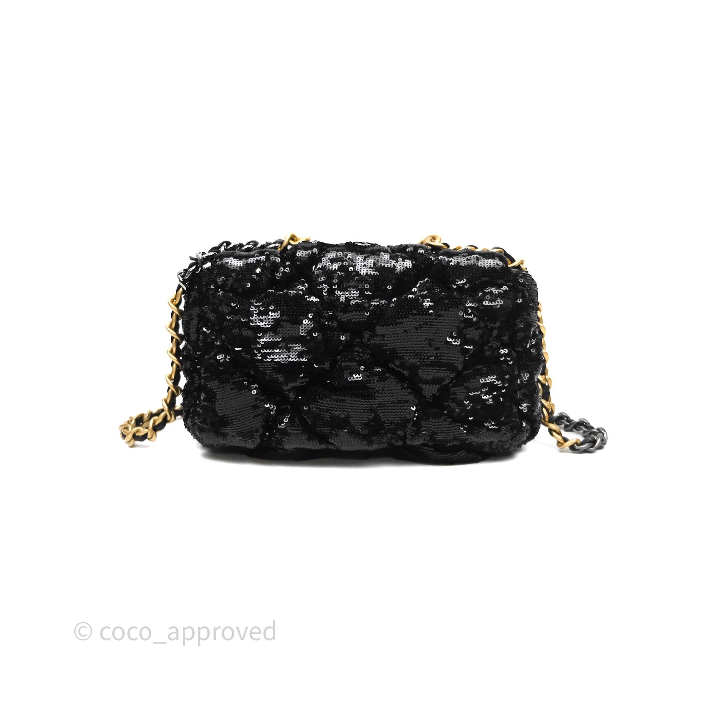Chanel 19 Small Sequin Black Mixed Hardware