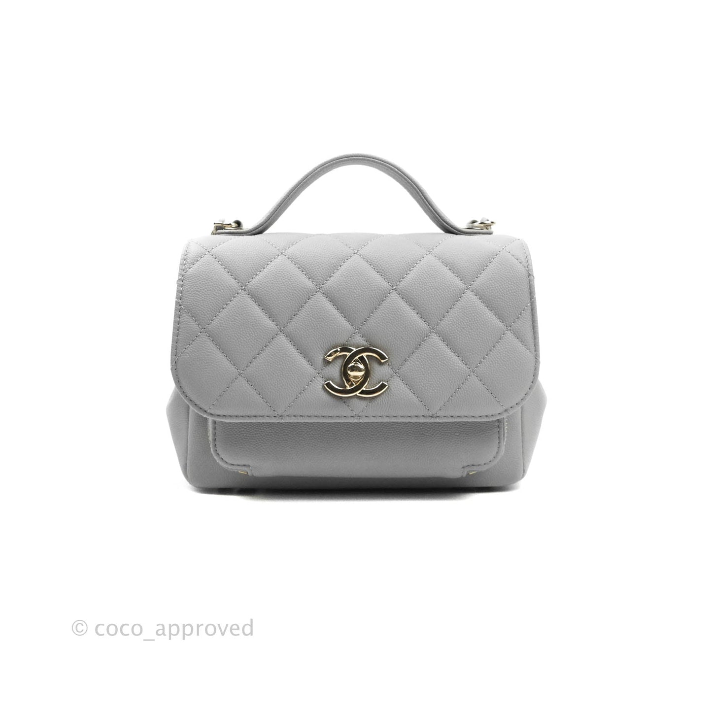Chanel Quilted Small Business Affinity Flap Grey Caviar Gold Hardware