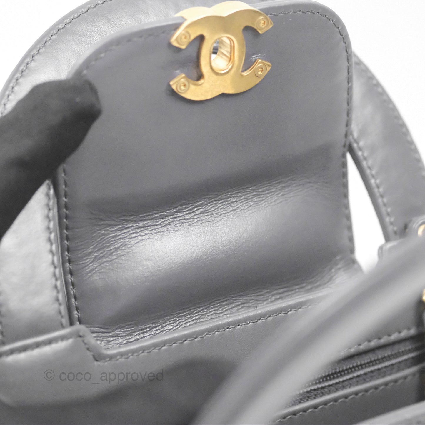 Chanel Kelly Bag Quilted Grey Shiny Calfskin Aged Gold Hardware