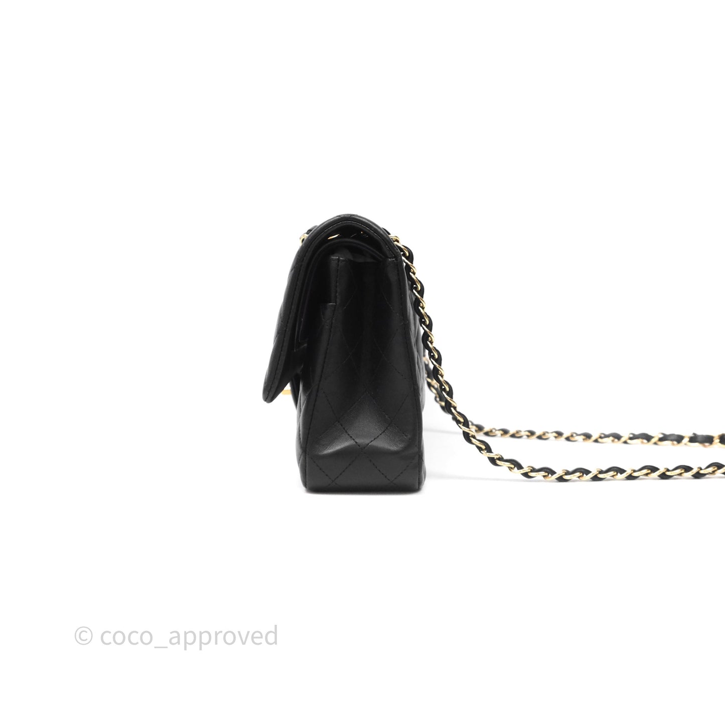 Chanel Classic M/L Medium Flap Quilted Black Lambskin Gold Hardware