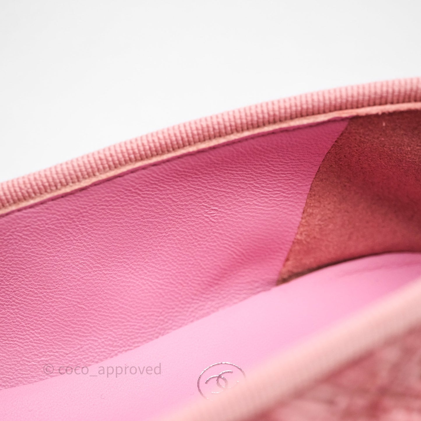 Chanel Ballerina Flats Camellia Quilts Pink Velvet Size 38