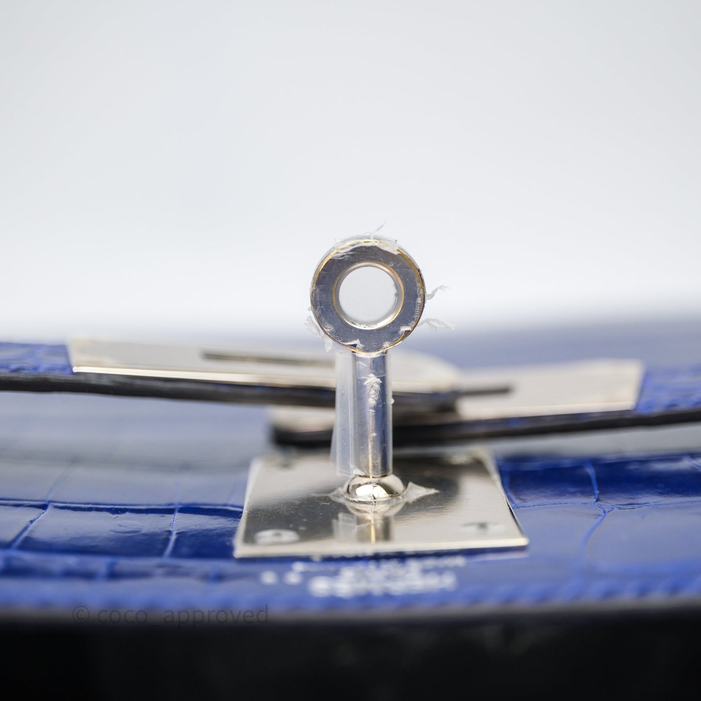 Hermès Kelly 28 Blue Croc Palladium Hardware
