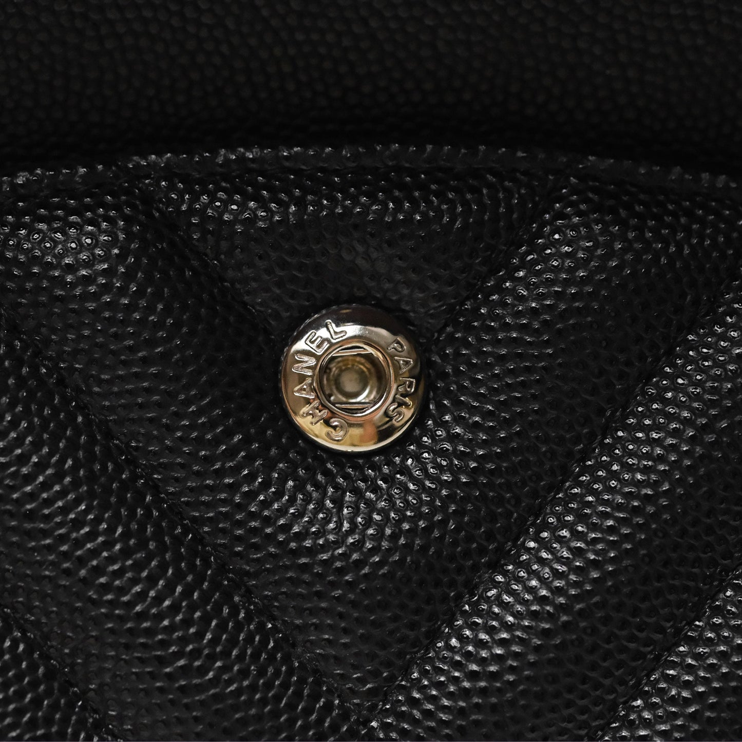 Chanel Classic M/L Medium Flap Chevron Black Caviar Silver Hardware
