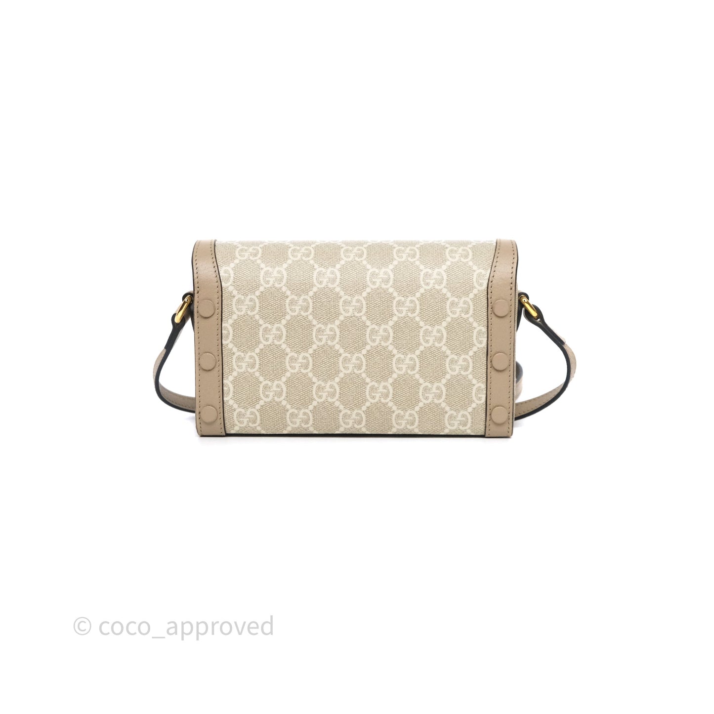 Gucci Horsebit 1955 Mini Bag Beige/ White GG Supreme Canvas Gold Hardware