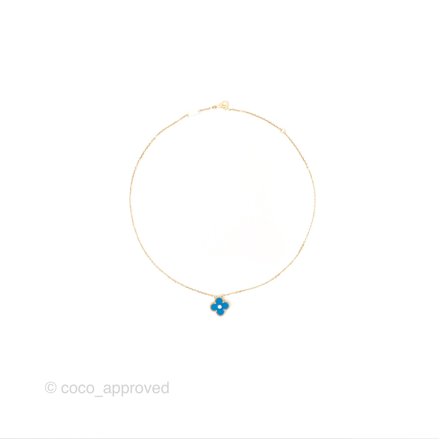 Van Cleef & Arpels Vintage Alhambra Pendant Celestial Blue Yellow Gold