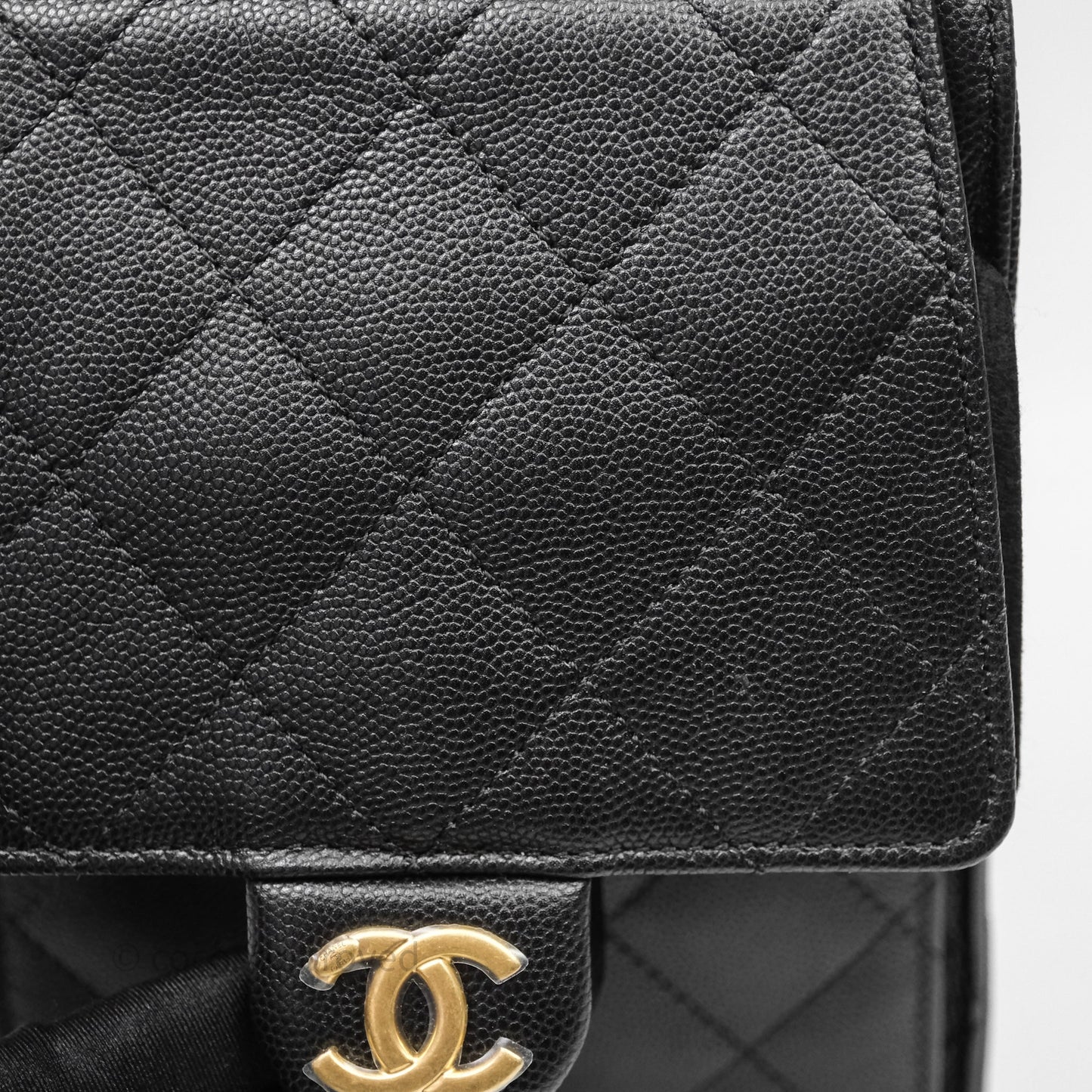 Chanel 25 Medium Black Caviar Aged Gold Hardware