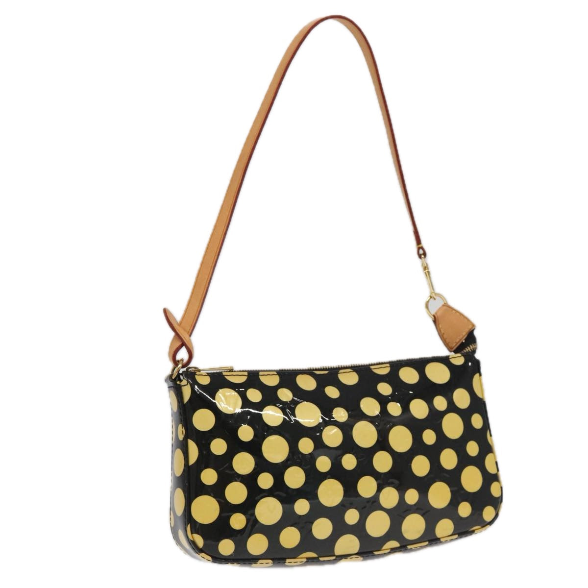 LOUIS VUITTON Vernis Yayoi Kusama Pochette Accessoires Black M91427 95256