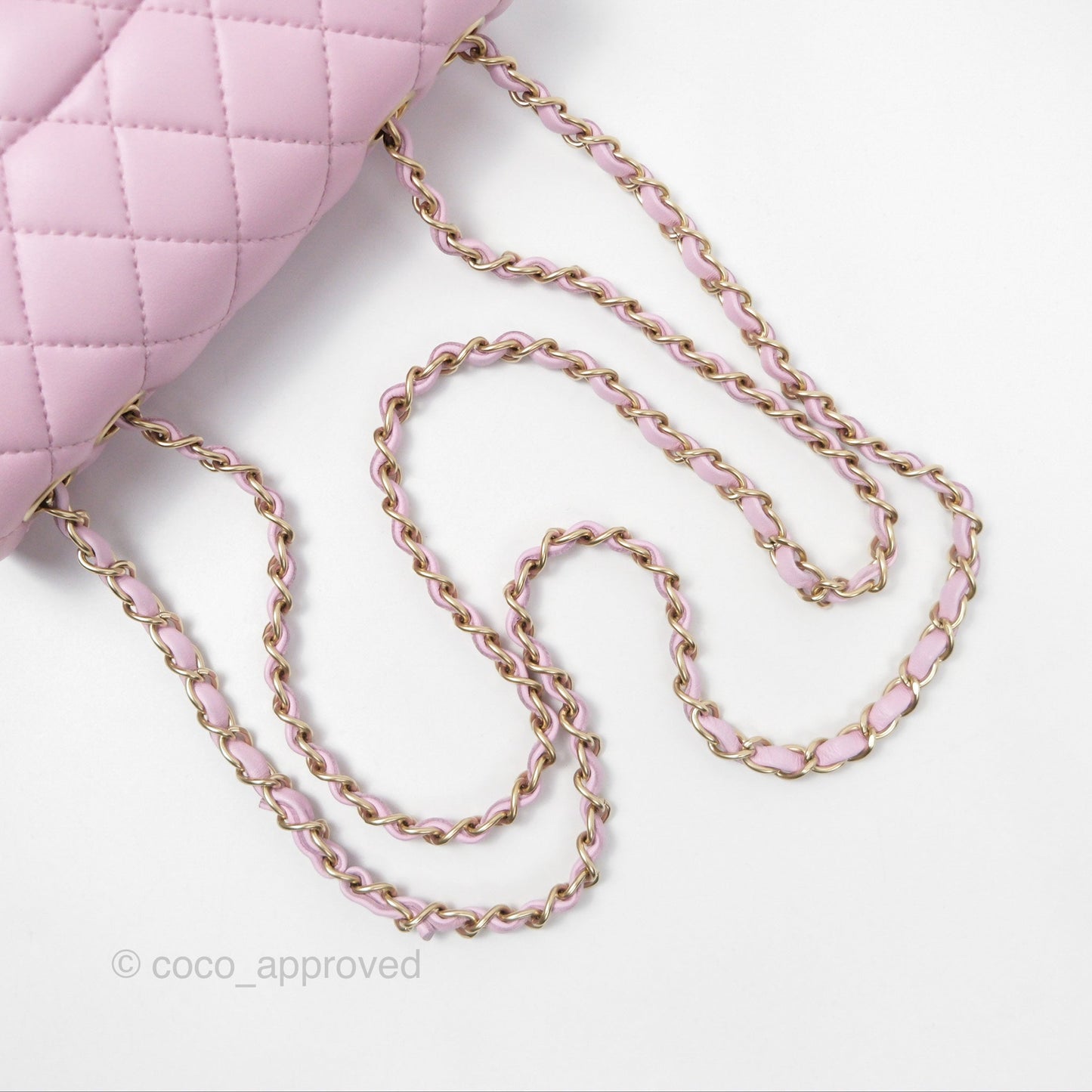 Chanel Quilted Flap Bag Pink Lambskin Aged Gold Hardware