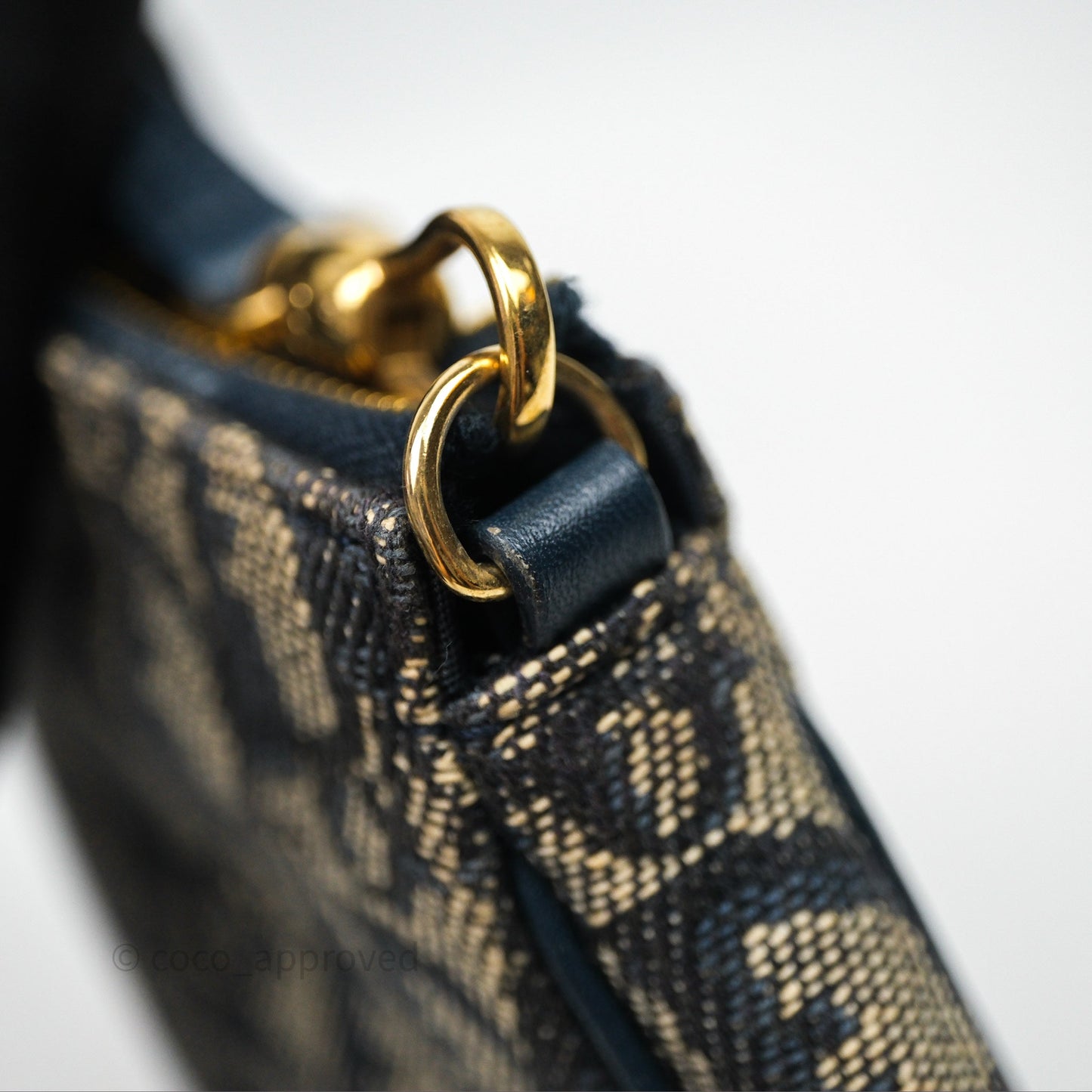 Christian Dior Vintage Mini Saddle Bag Blue Oblique Jacquard