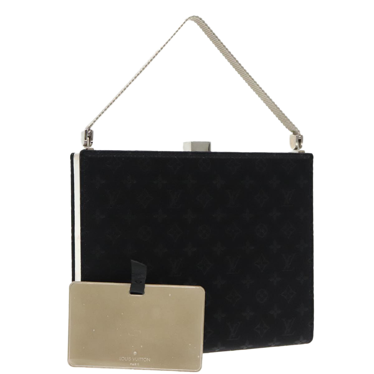 LOUIS VUITTON Monogram Satin Ange MM Hand Bag Black M92101 LV 95282