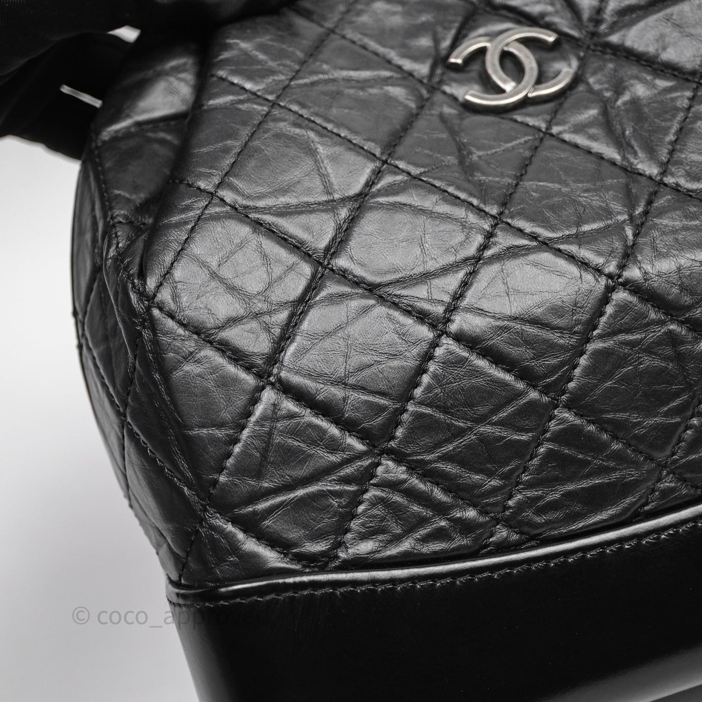 Chanel Small Gabrielle Backpack Quilted Black Aged Calfskin