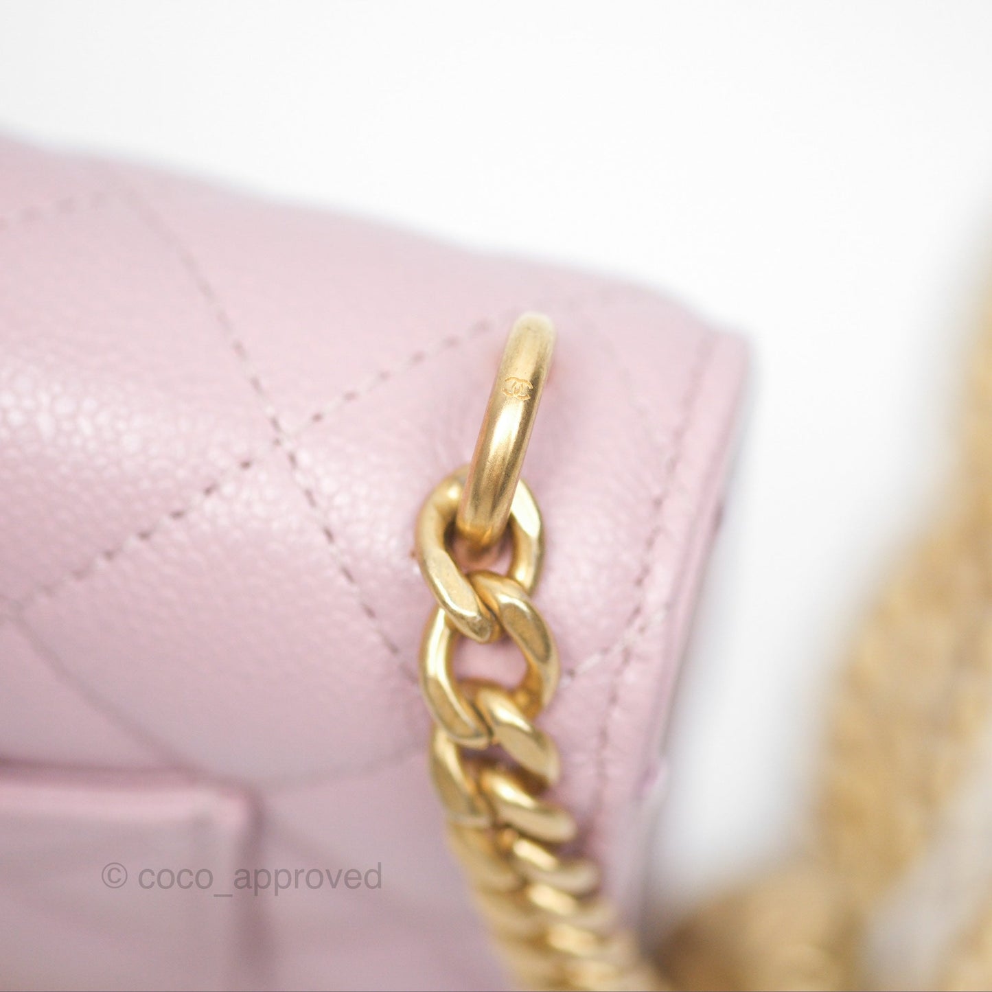 Chanel Heart Adjustable Chain WOC Dusty Pink Caviar Aged Gold Hardware