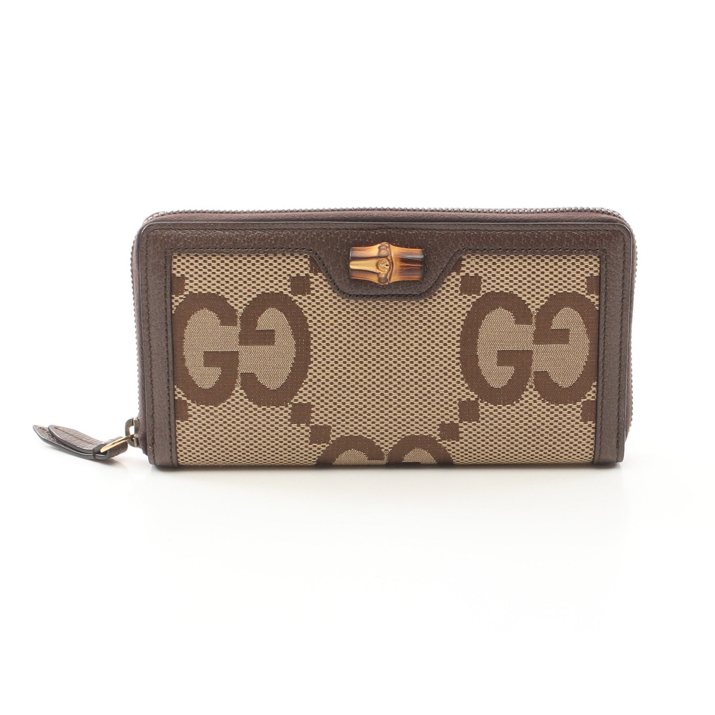 Luxury Gucci Trending 2025 Diana Jumbo GG Round zipper long wallet Canvas Leather Beige