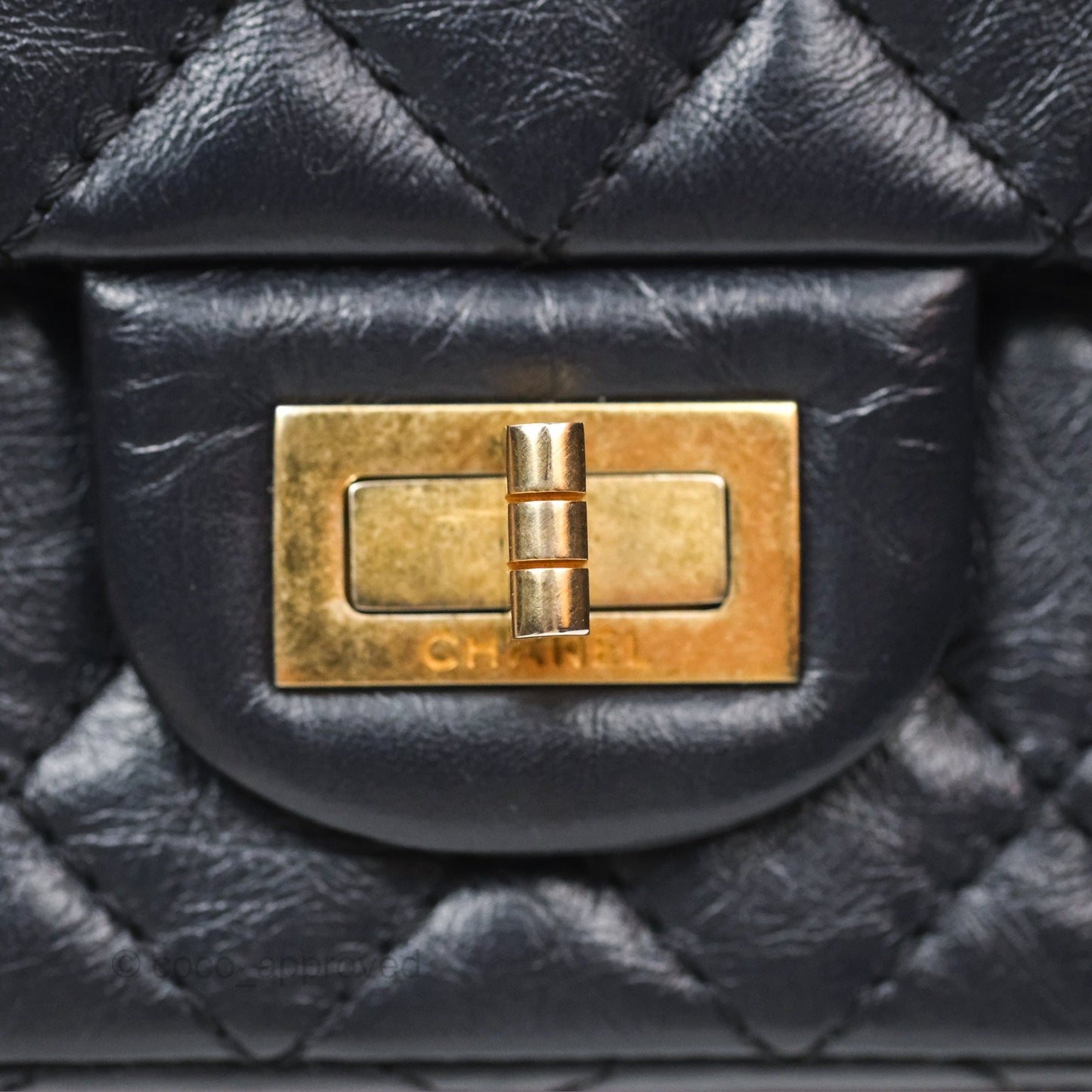 Chanel Mini Reissue 224 Navy Aged Calfskin Aged Gold Hardware