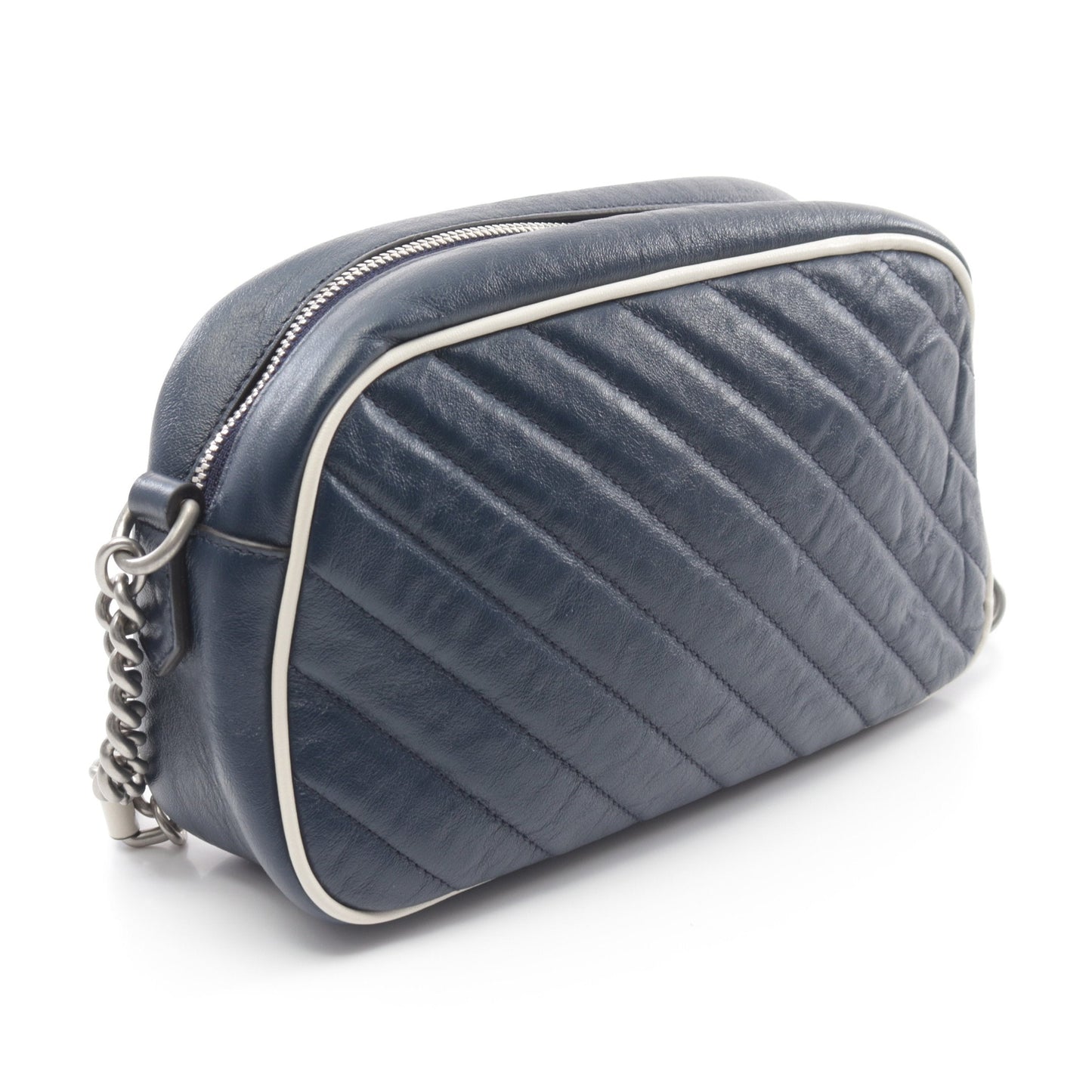 Luxury Gucci Trending 2025 GG Marmont Chain shoulder bag Leather Dark blue White