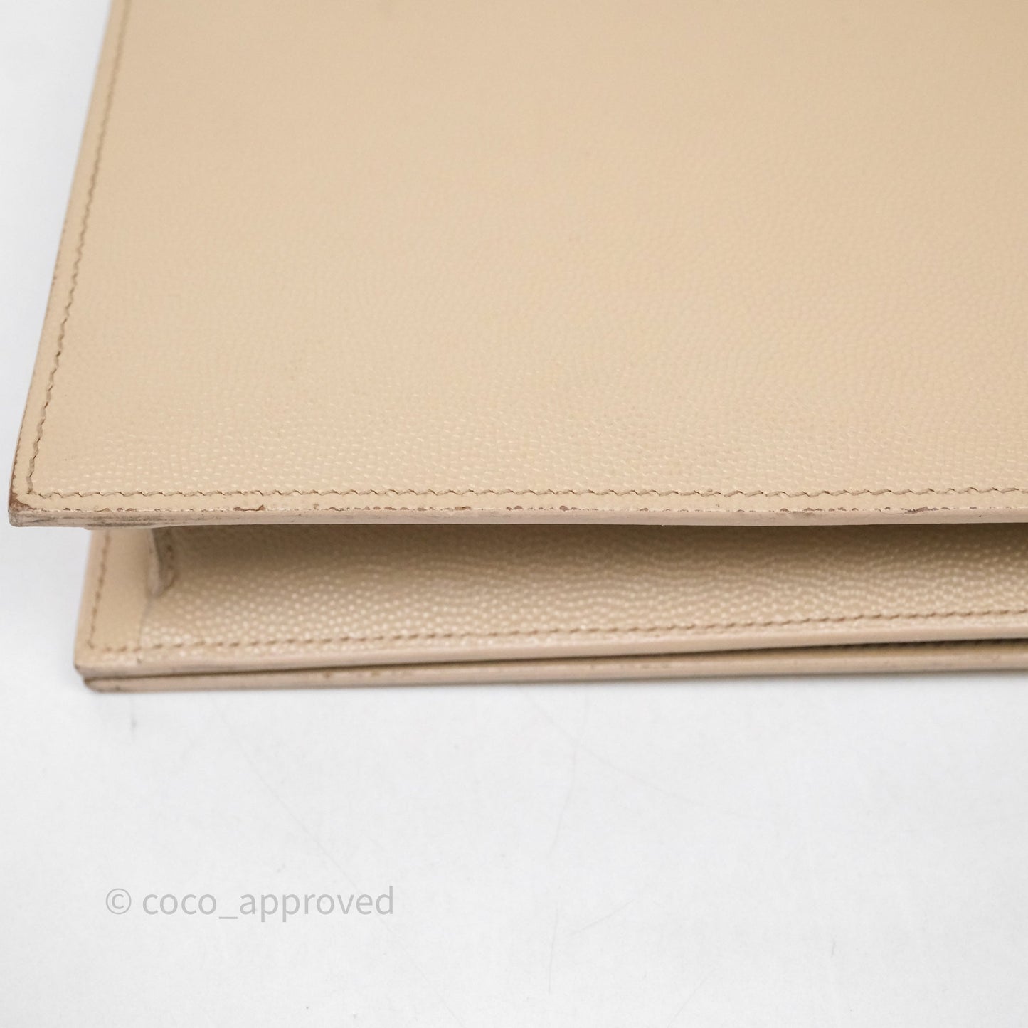 Saint Laurent Kate Clutch Monogram Beige Grain De Poudre Gold Hardware