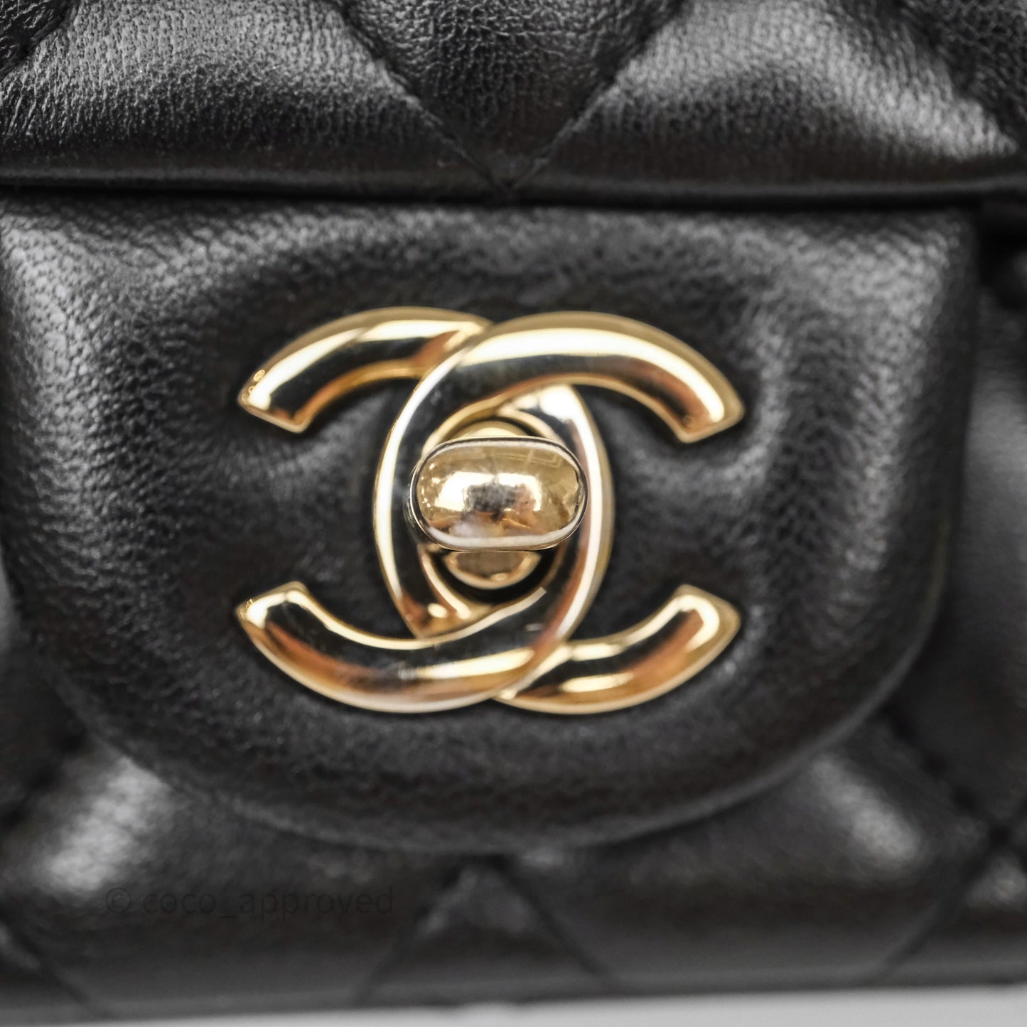 Chanel Mini Square Quilted Black Lambskin Gold Hardware