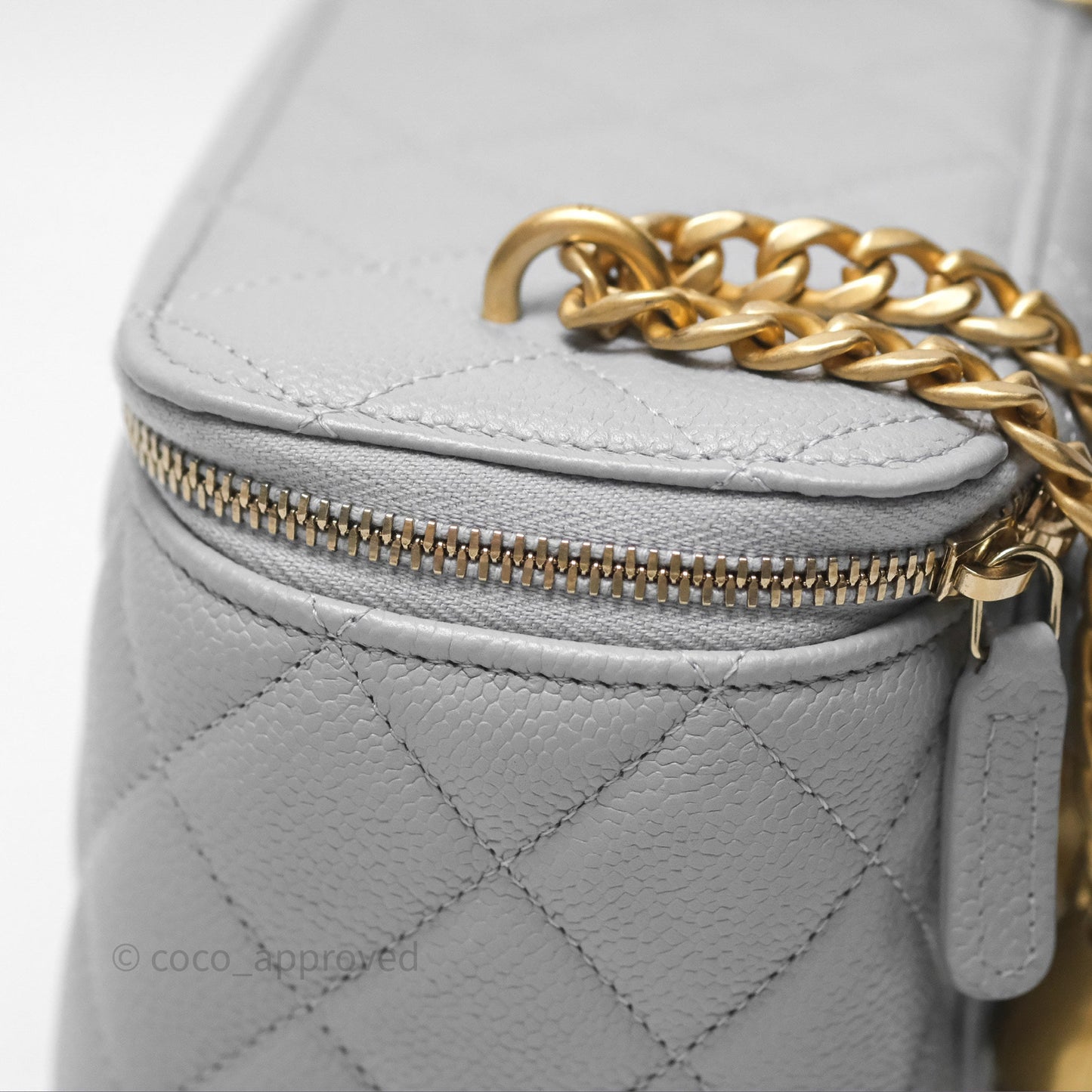 Chanel Vanity with Heart Adjustable Chain Grey Caviar Aged Gold Hardware