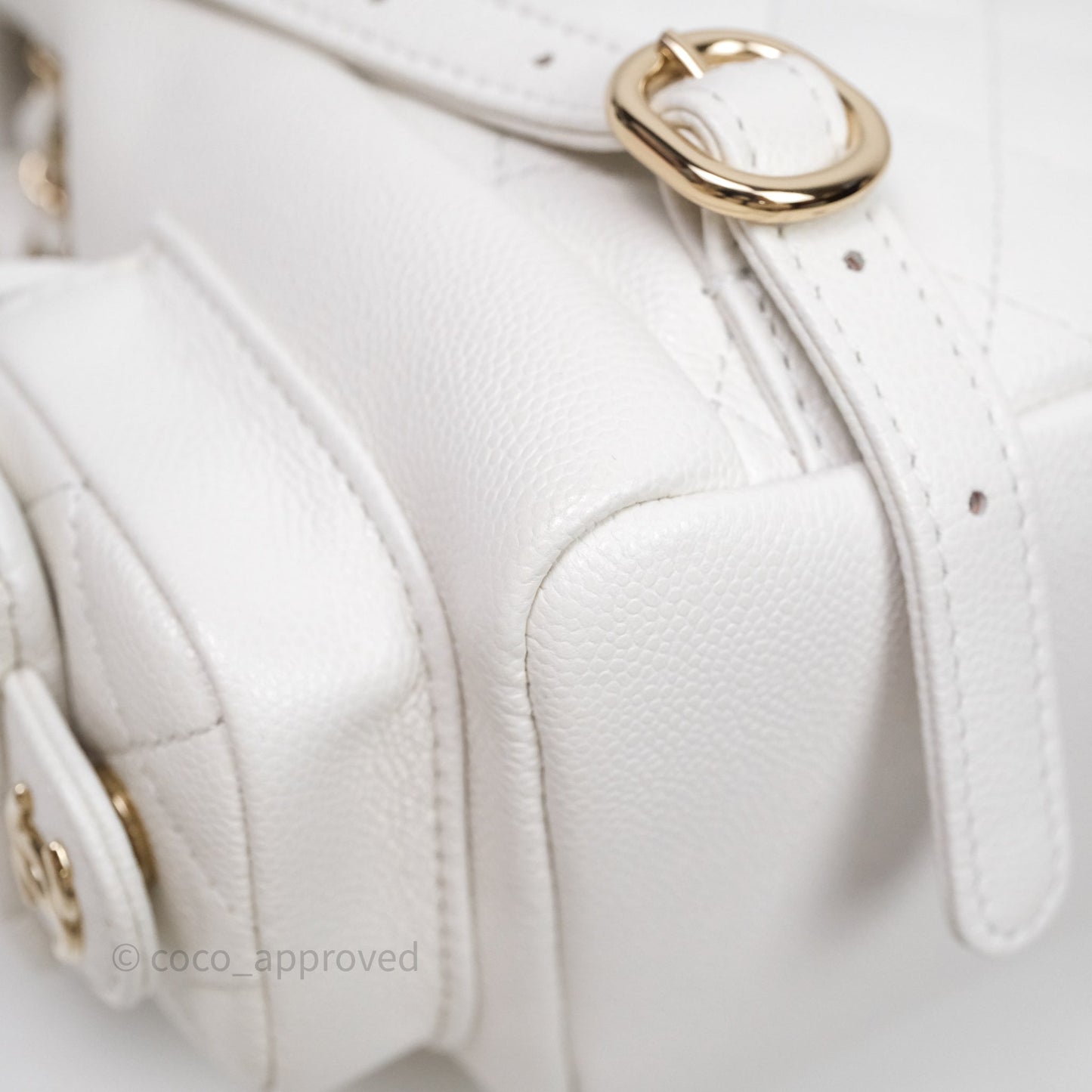 Chanel Small Duma Backpack Caviar White Gold Hardware