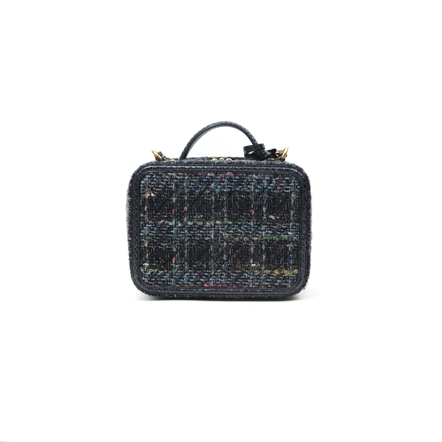 Chanel Quilted Medium CC Filigree Vanity Case Navy Tweed Python