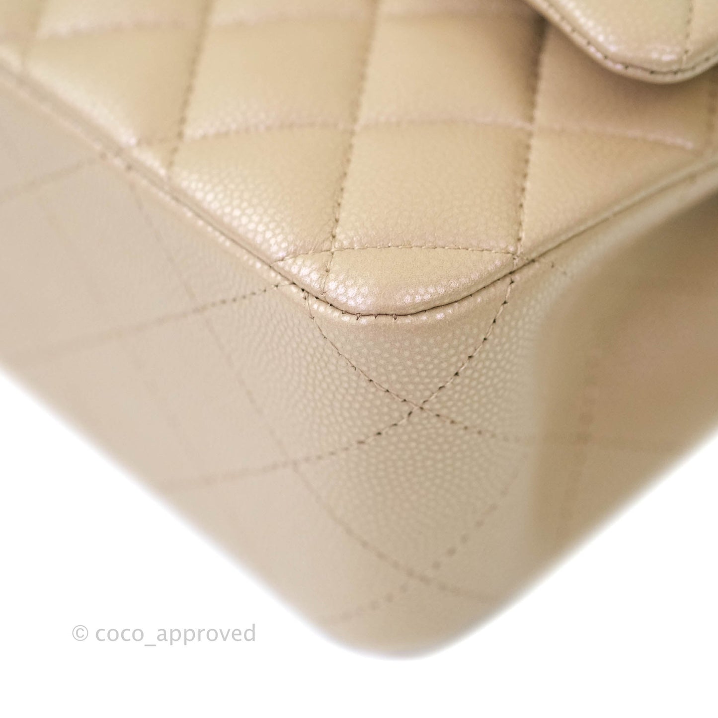 Chanel M/L Medium Double Flap Bag Iridescent Dark Beige Caviar Gold Hardware 21S