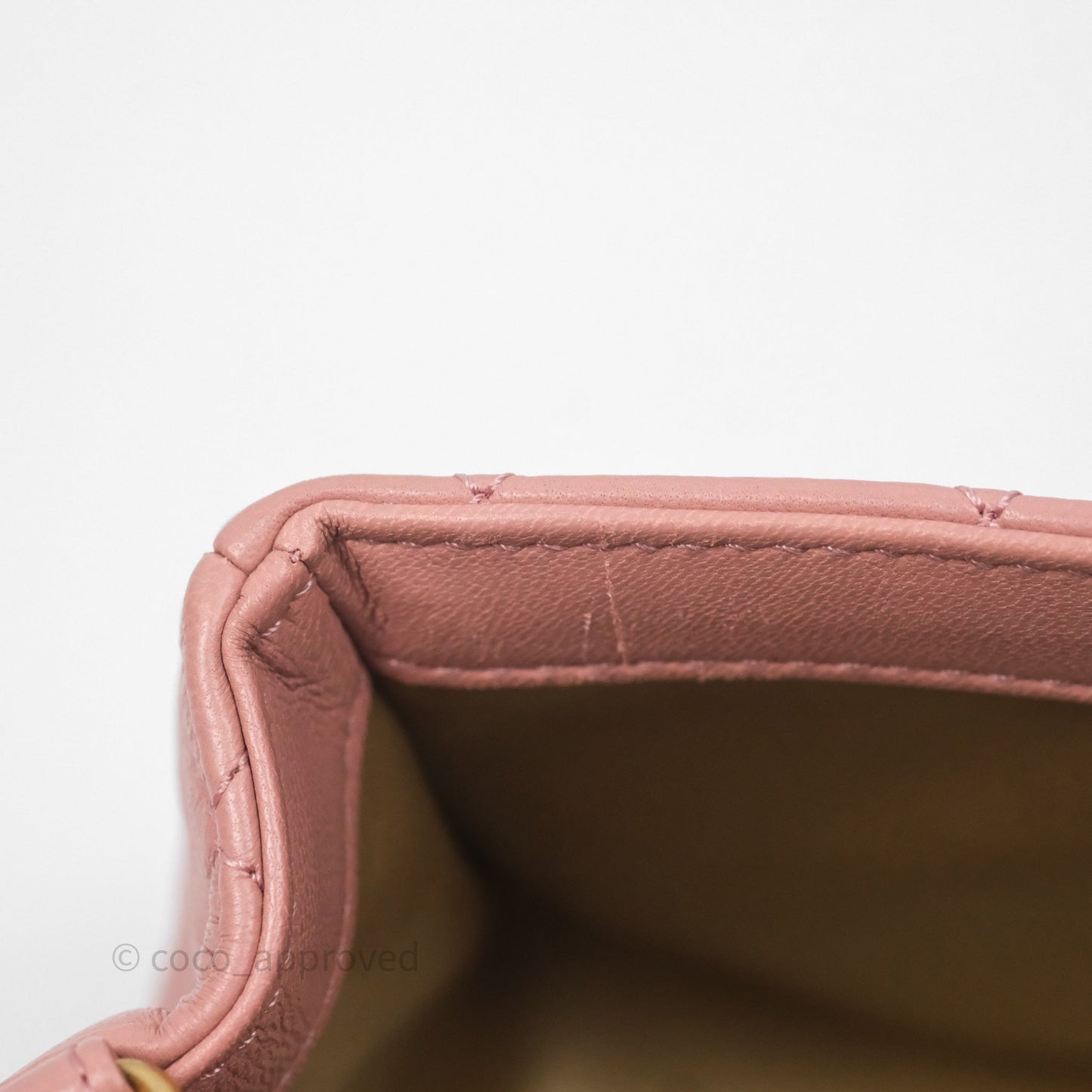 Chanel Mini Rectangular Pearl Crush Dusty Pink Lambskin Aged Gold Hardware