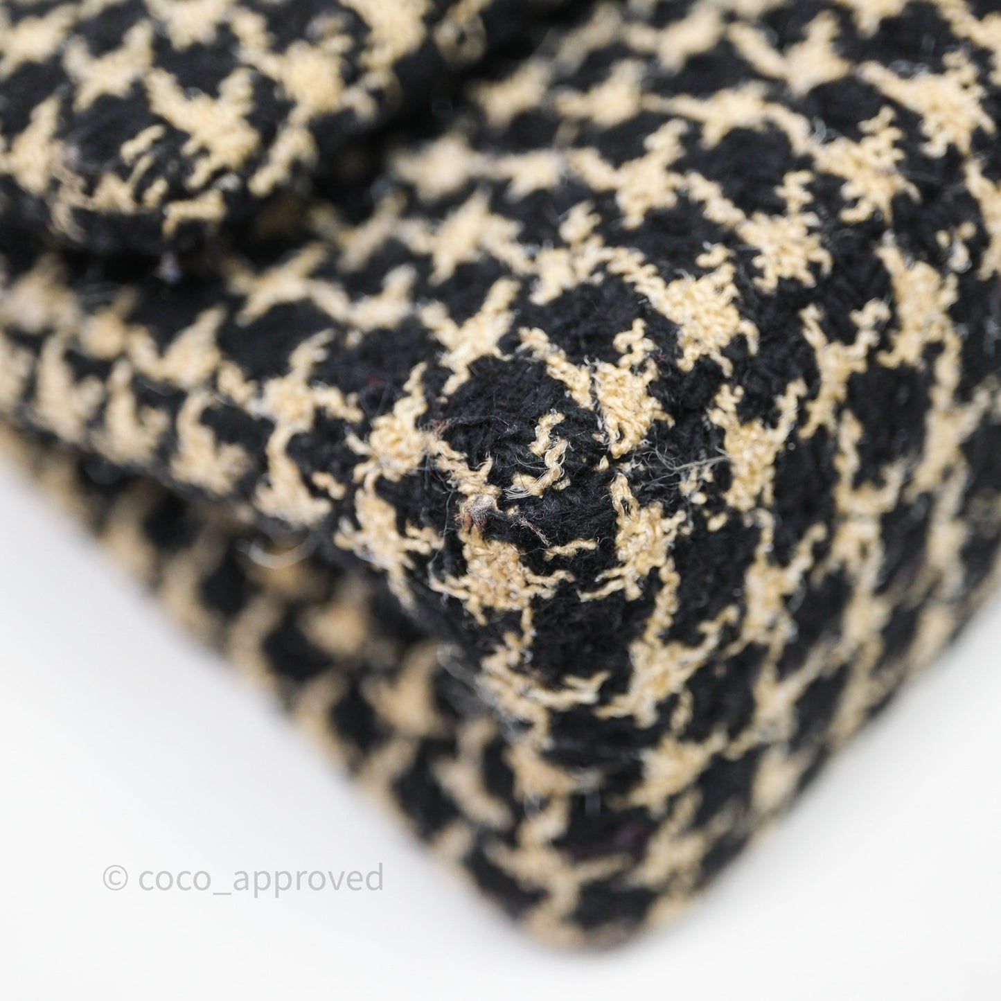 Chanel Reissue 225 Flap Houndstooth Beige Black Fabric Antique Gold Hardware