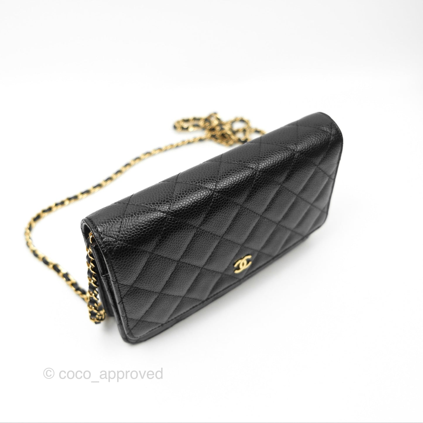 Chanel Quilted Classic Wallet On Chain WOC Black Caviar Gold Hardware