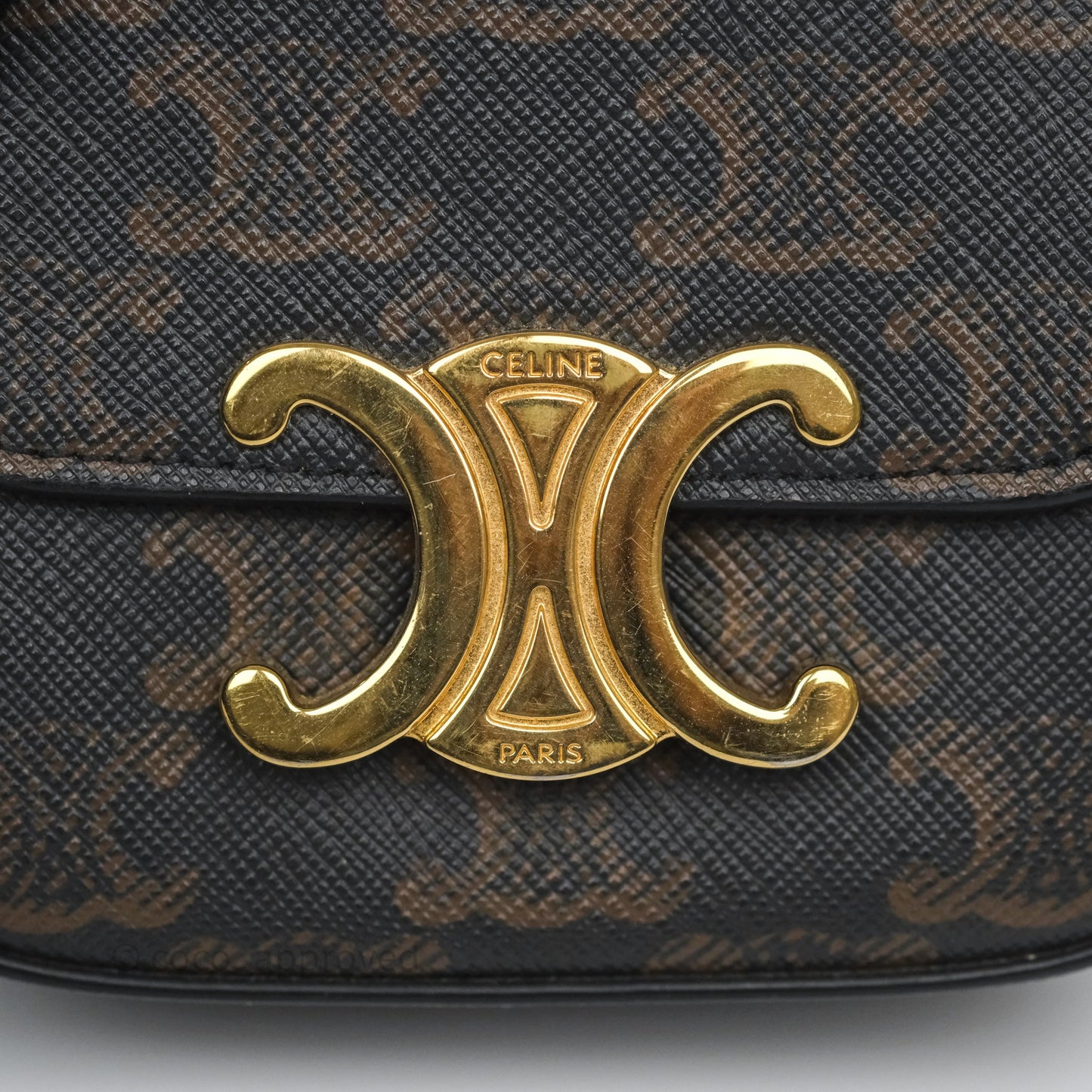 Celine Mini Triomphe Canvas Tan Calfskin