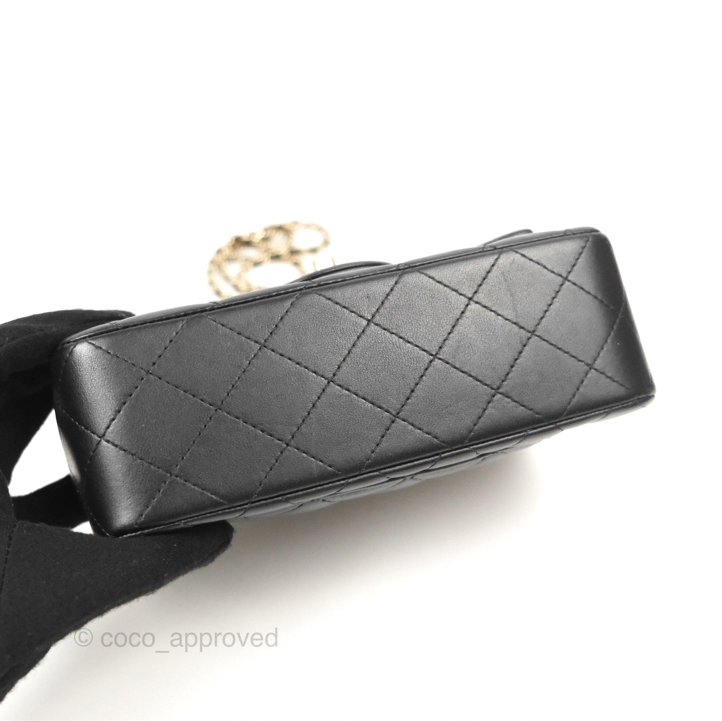 Chanel Top Handle Mini Rectangular Flap Bag Black Lambskin Gold Hardware