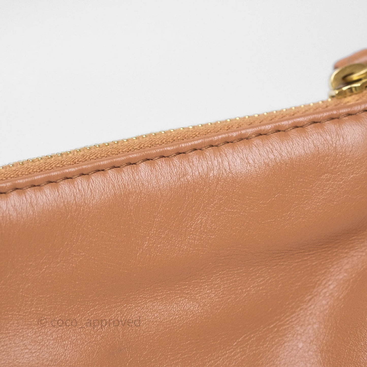 Chanel 22 Small Caramel Beige Shiny Calfskin Aged Gold Hardware