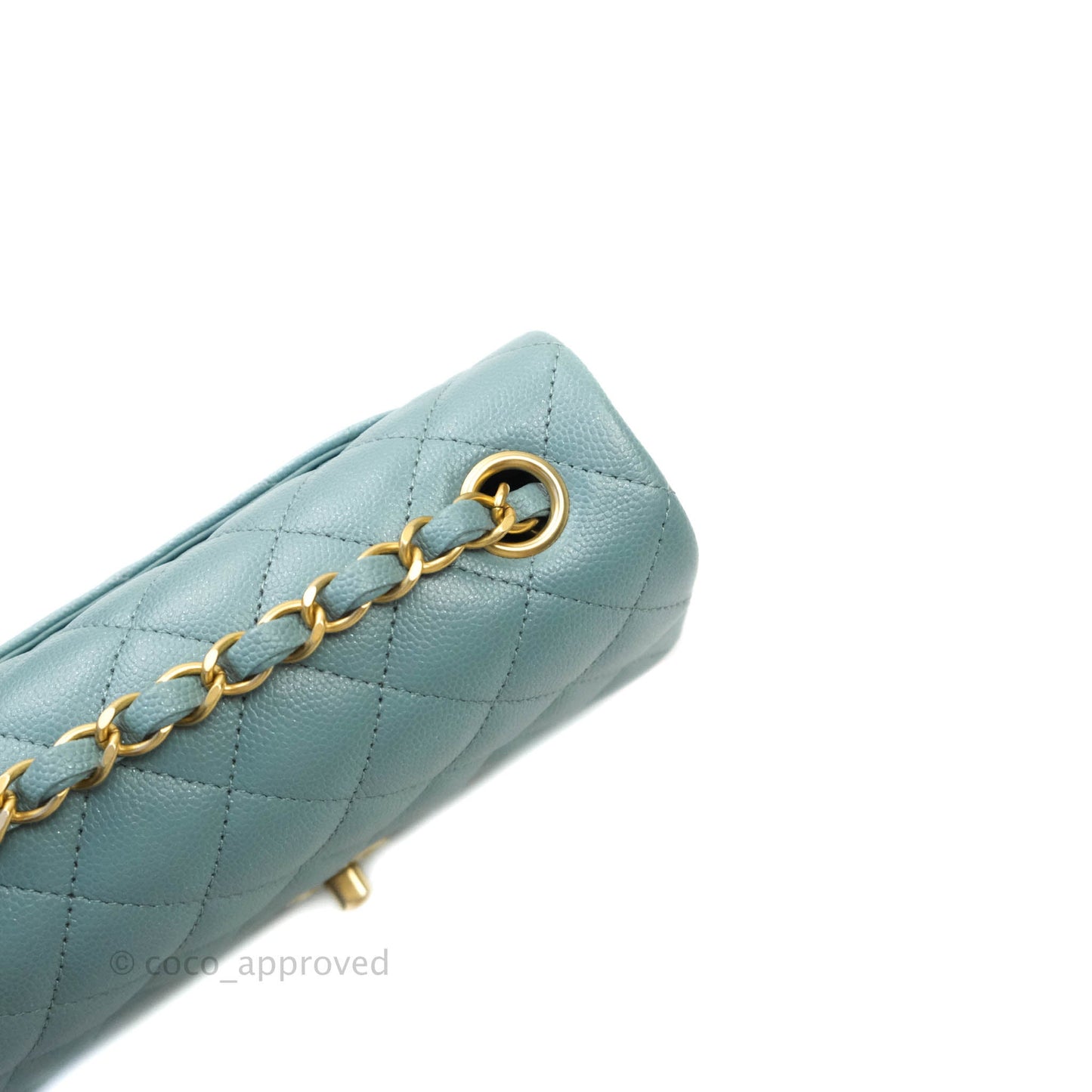 Chanel Quilted Mini Rectangular Iridescent Blue Caviar Aged Gold Hardware 18C