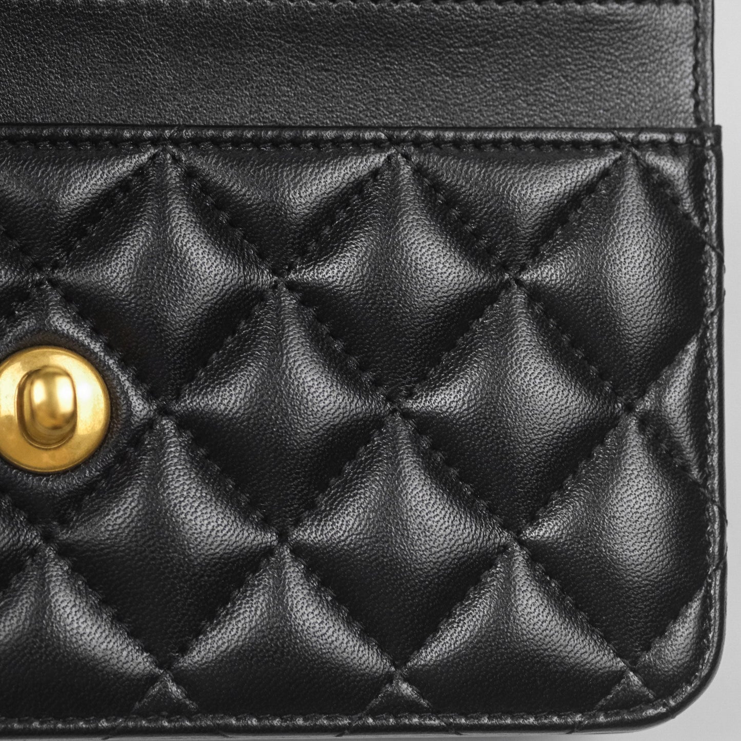 Chanel Quilted WOC Adjustable Chain Black Shiny Lambskin Aged Gold Hardware