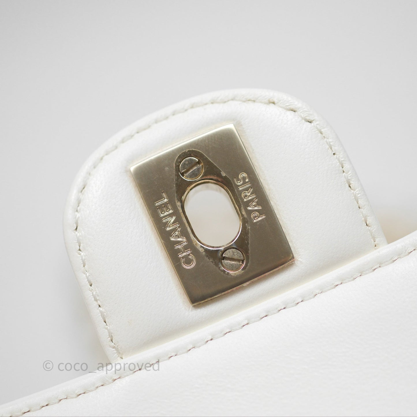Chanel Crystals Top Handle Mini Rectangular Flap Bag White Lambskin Gold Hardware
