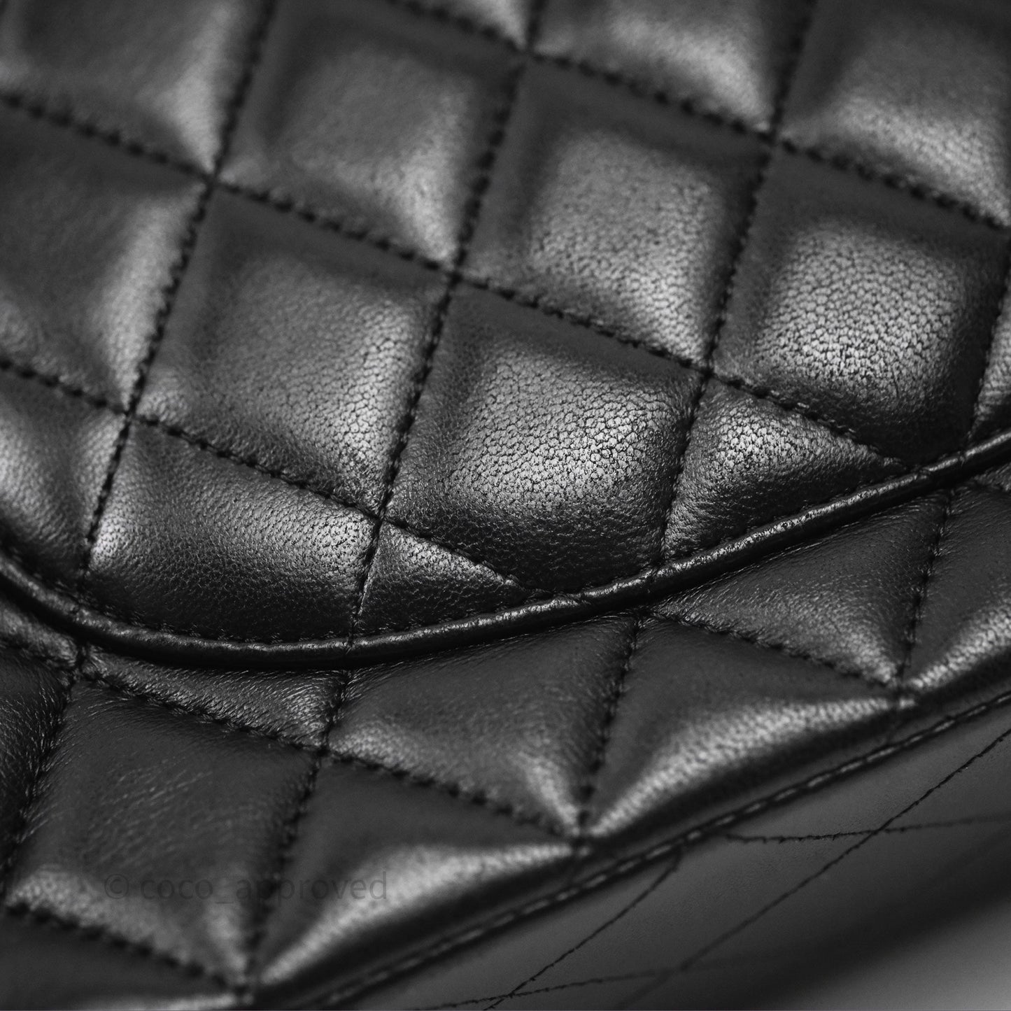 Chanel Classic M/L Medium Flap Quilted Black Lambskin Silver Hardware