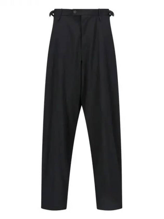 Luxury Balenciaga Waist Buckle Strap Straight Pants Black